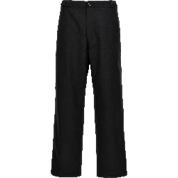 Black Polyester Casual Pants