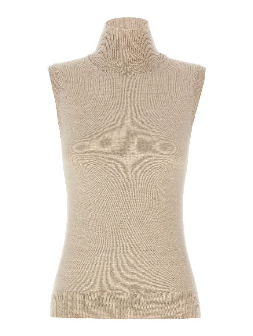 Beige Virgin Wool Cardigan