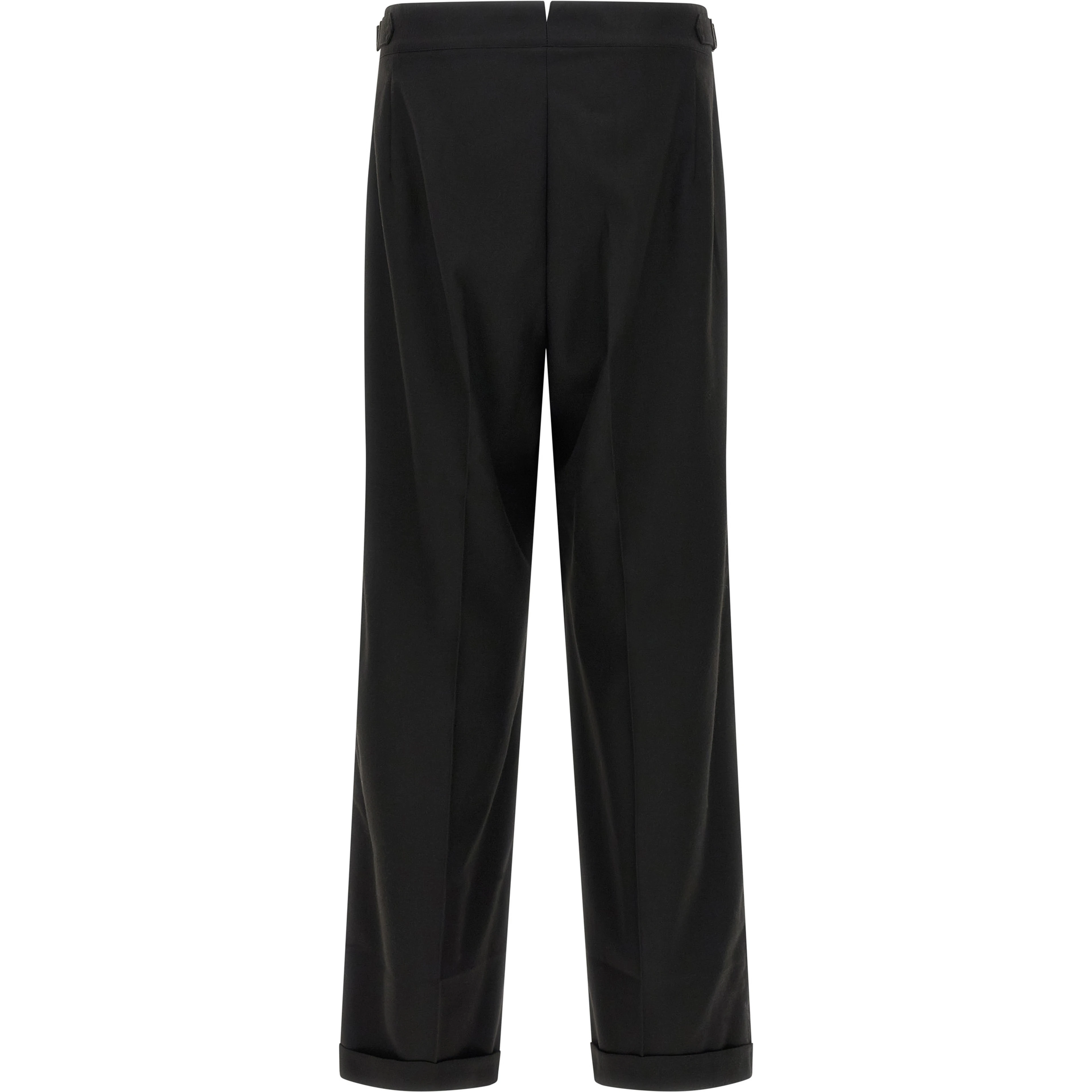 Black Polyester Casual Pants