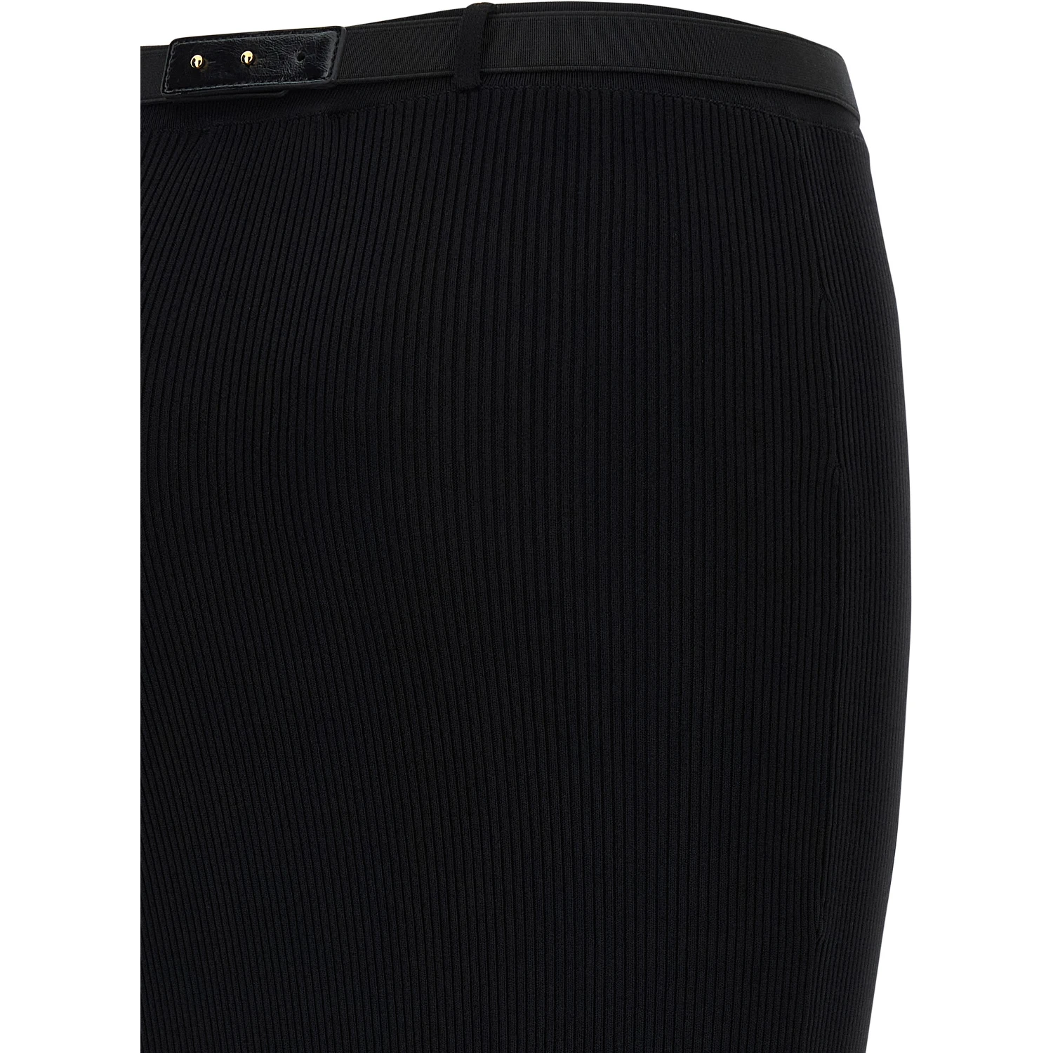 Black Viscose Midi Skirt