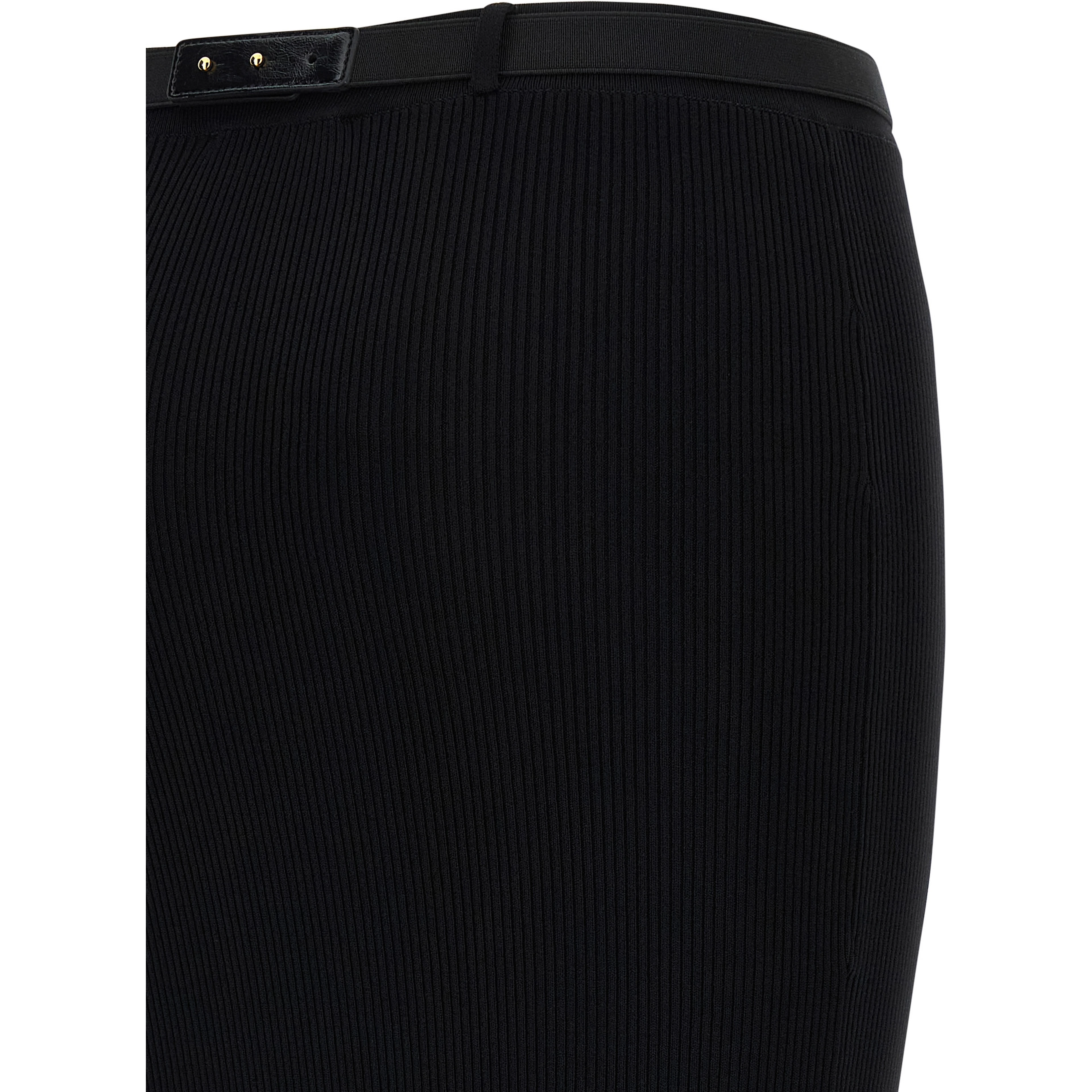 Black Viscose Midi Skirt
