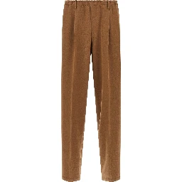 Brown Polyester Casual Pants