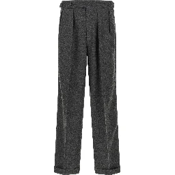 Gray Polyester Casual Pants