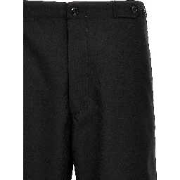 Black Polyester Casual Pants