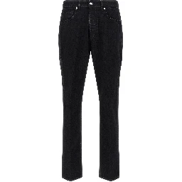 Black Cotton Straight-Leg Jeans