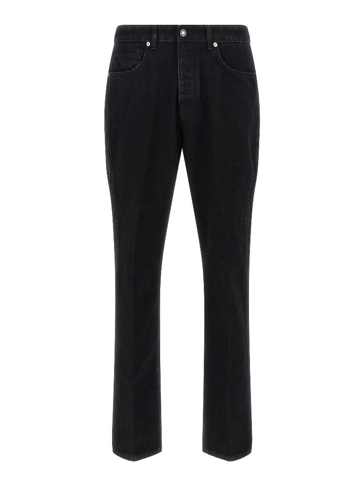 Black Cotton Straight-Leg Jeans