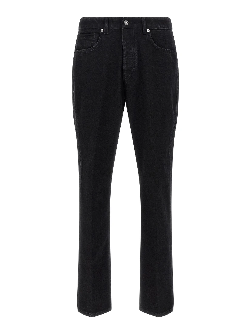 Black Cotton Straight-Leg Jeans