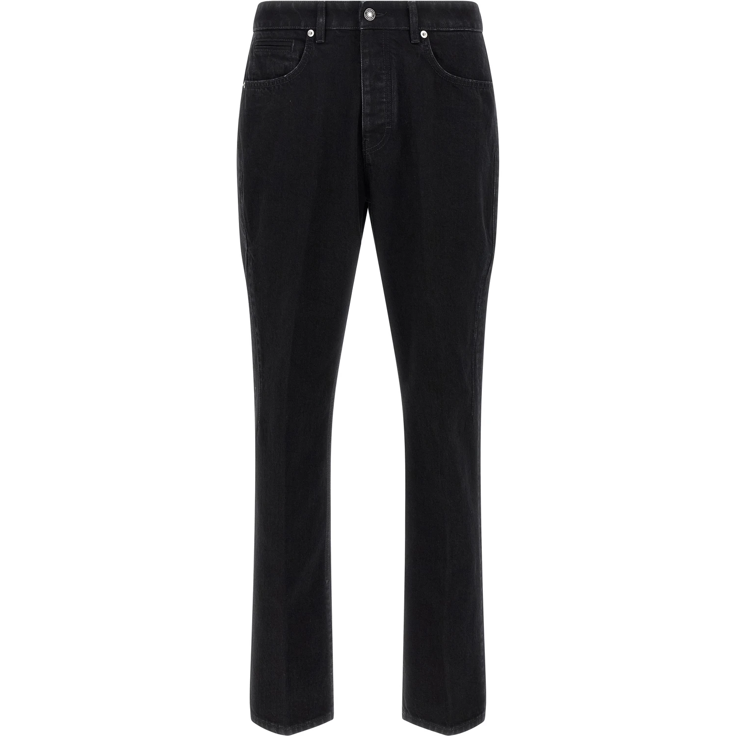 Black Cotton Straight-Leg Jeans