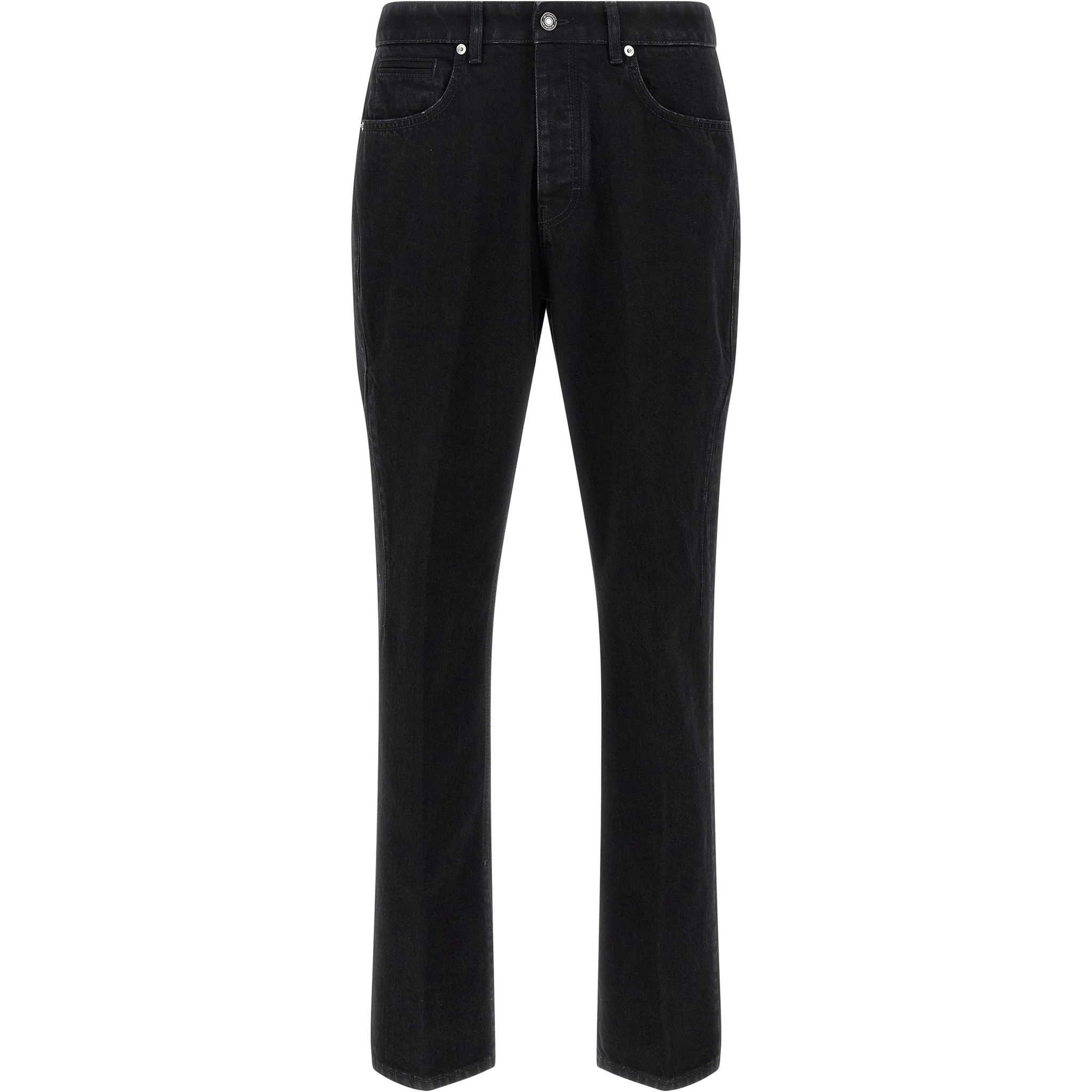 Black Cotton Straight-Leg Jeans