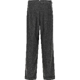 Gray Polyester Casual Pants