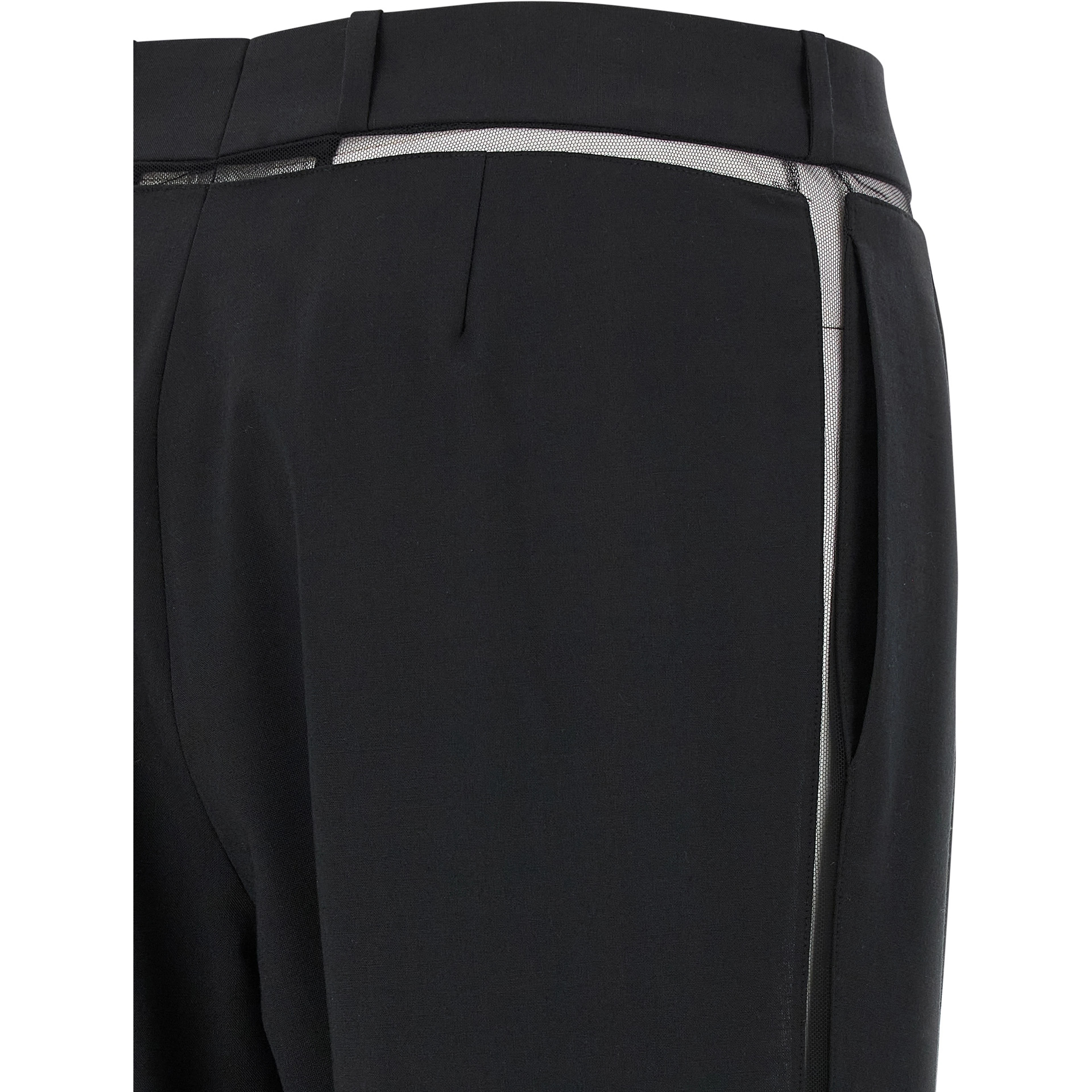 Black Virgin Wool Casual Pants