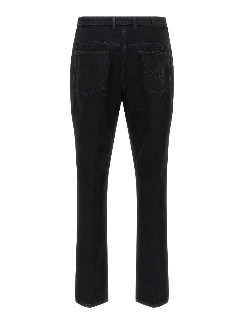 Black Cotton Straight-Leg Jeans