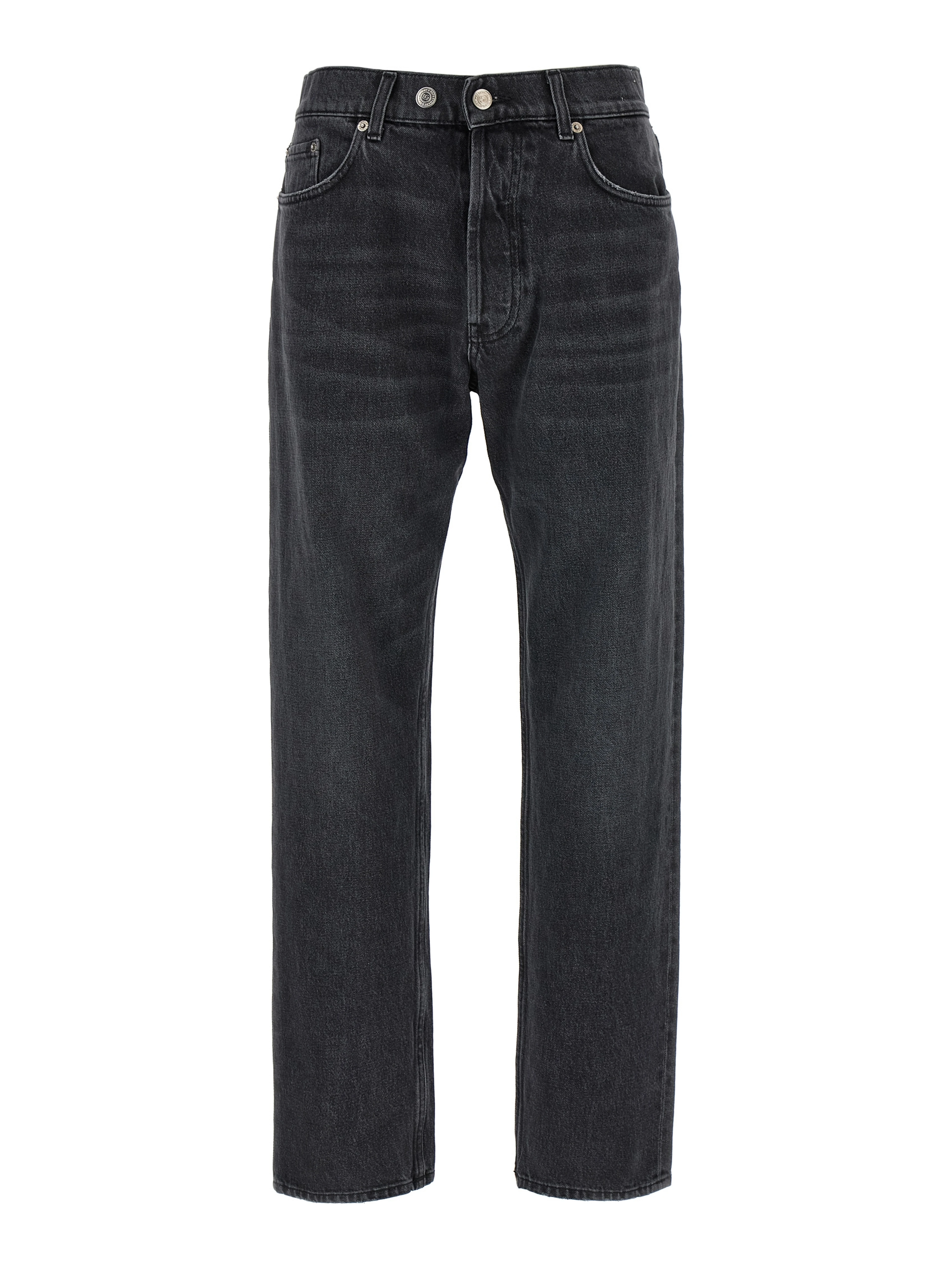 Black Cotton Straight-Leg Jeans