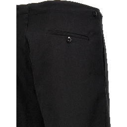 Black Polyester Casual Pants