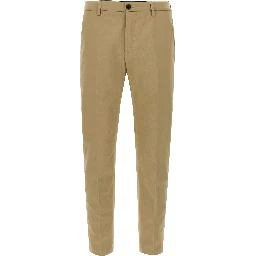 Beige Cotton Cropped Pants