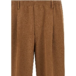 Brown Polyester Casual Pants