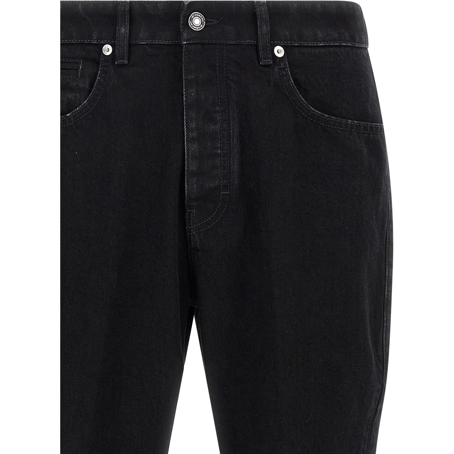Black Cotton Straight-Leg Jeans