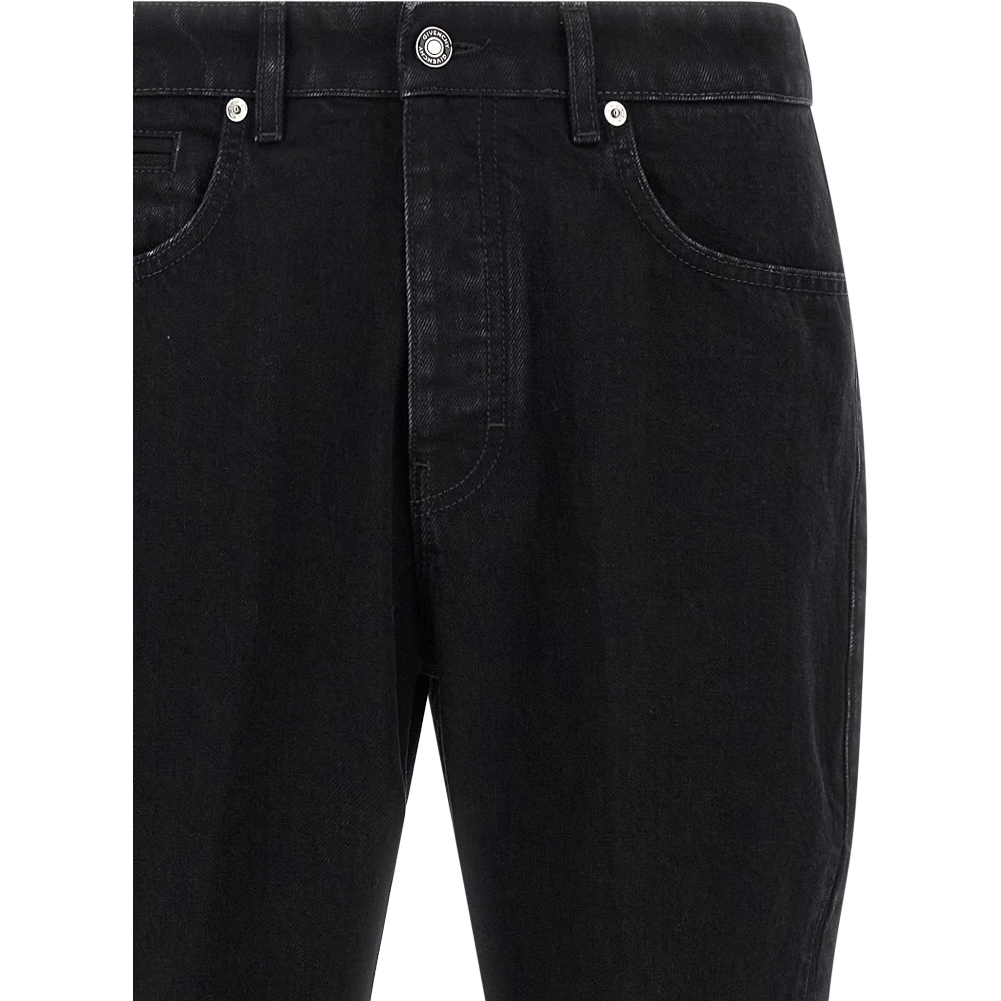 Black Cotton Straight-Leg Jeans