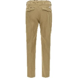 Beige Cotton Cropped Pants