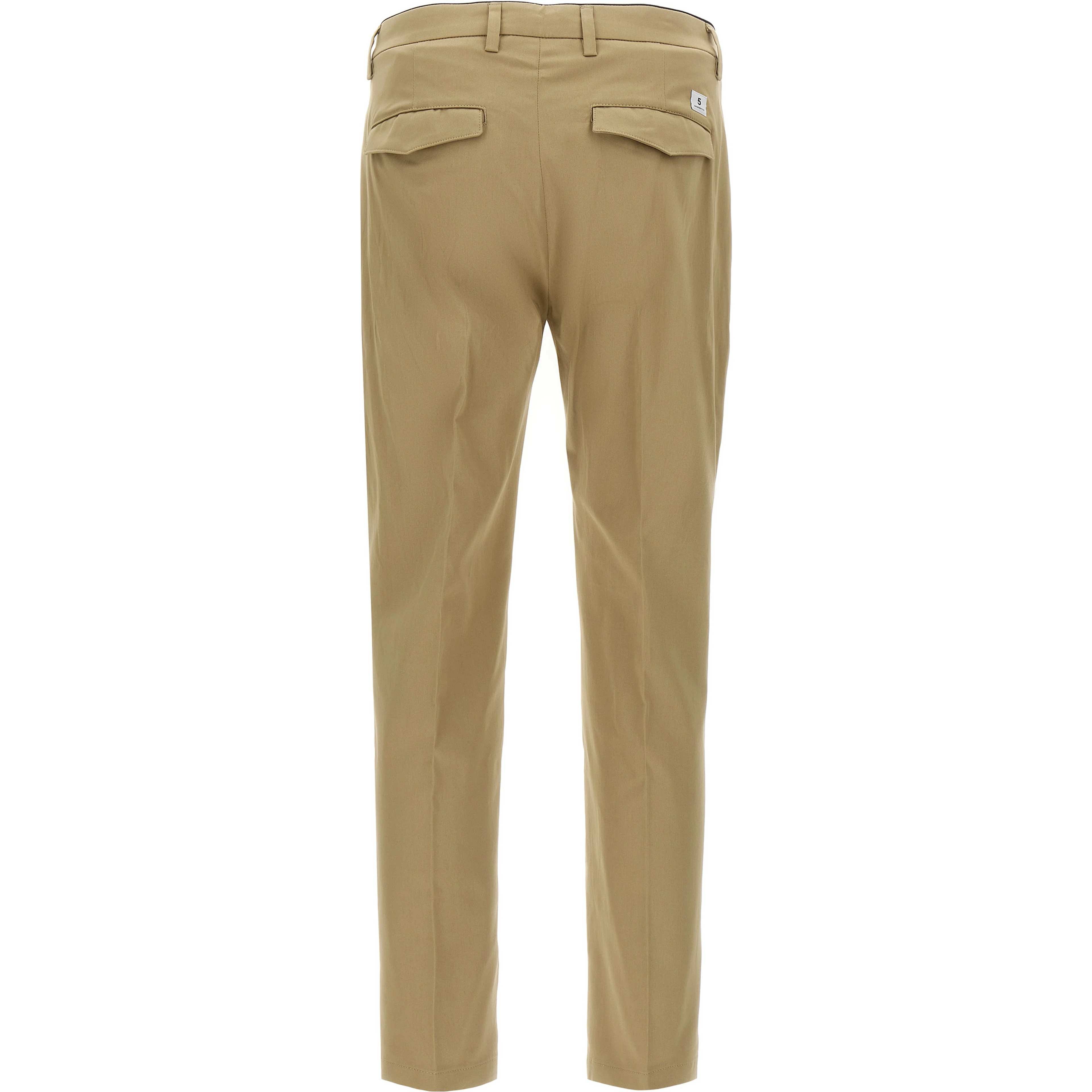Beige Cotton Cropped Pants