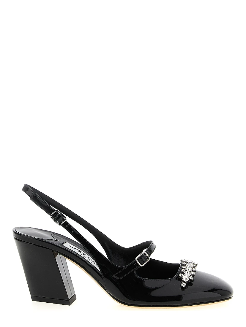 Black Leather Mid Heel Pumps