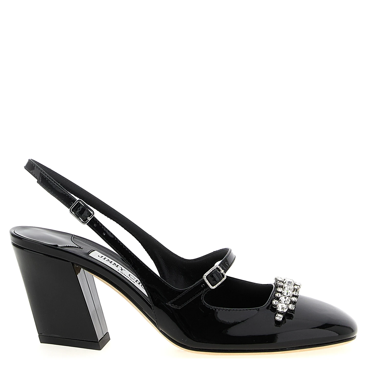 Black Leather Mid Heel Pumps