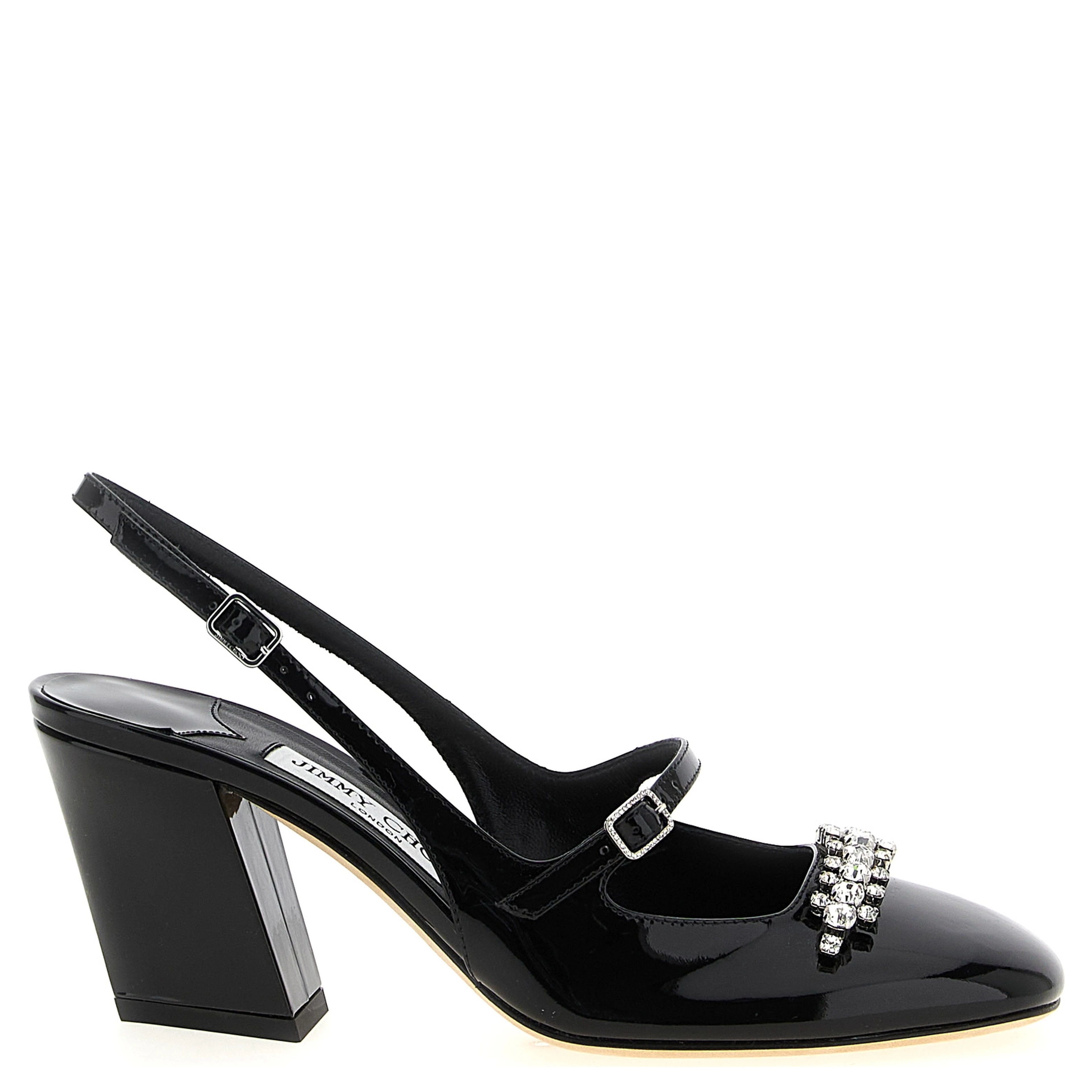 Black Leather Mid Heel Pumps