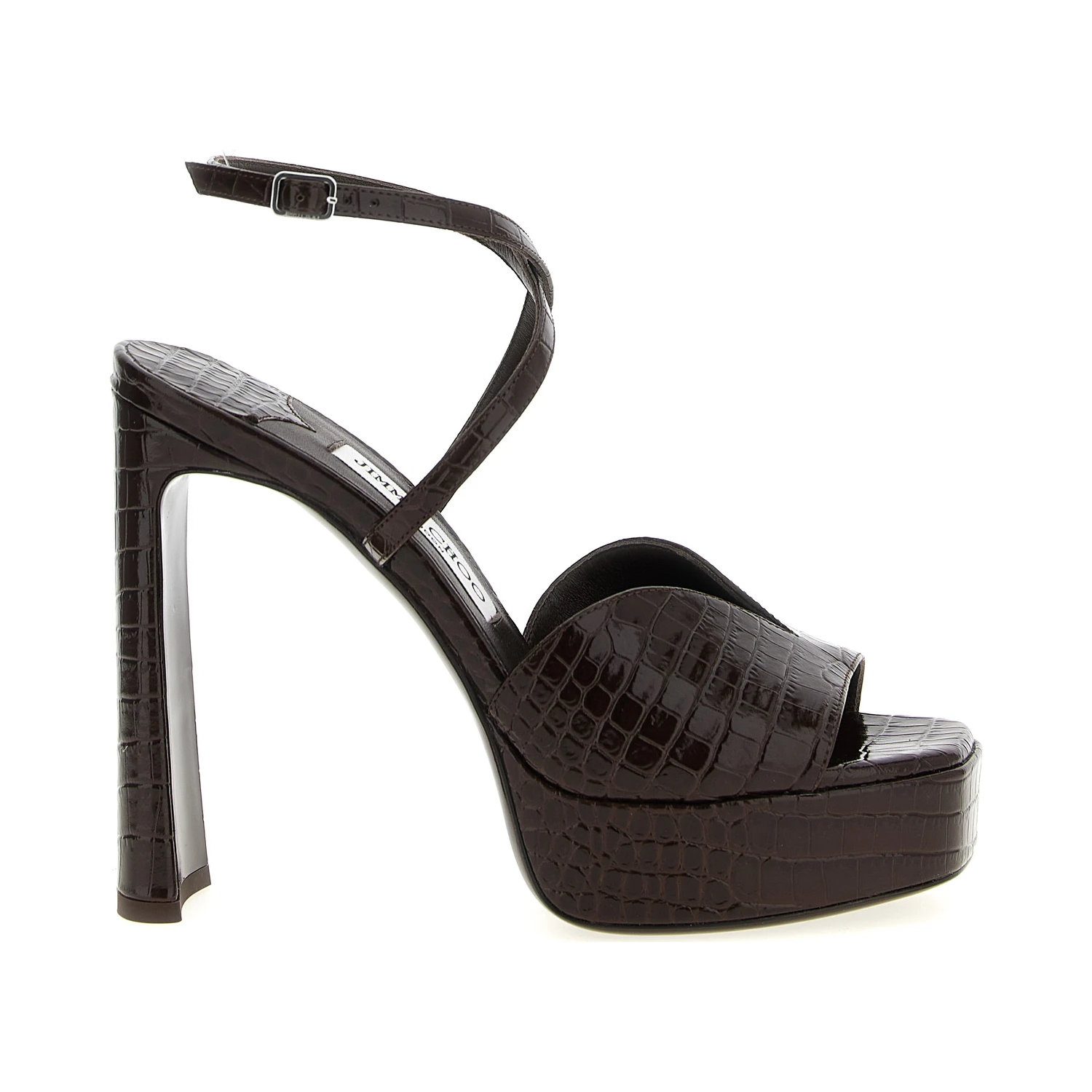 Brown Leather Stiletto Heel Sandals
