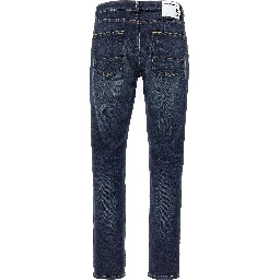 Blue Cotton Straight-Leg Jeans