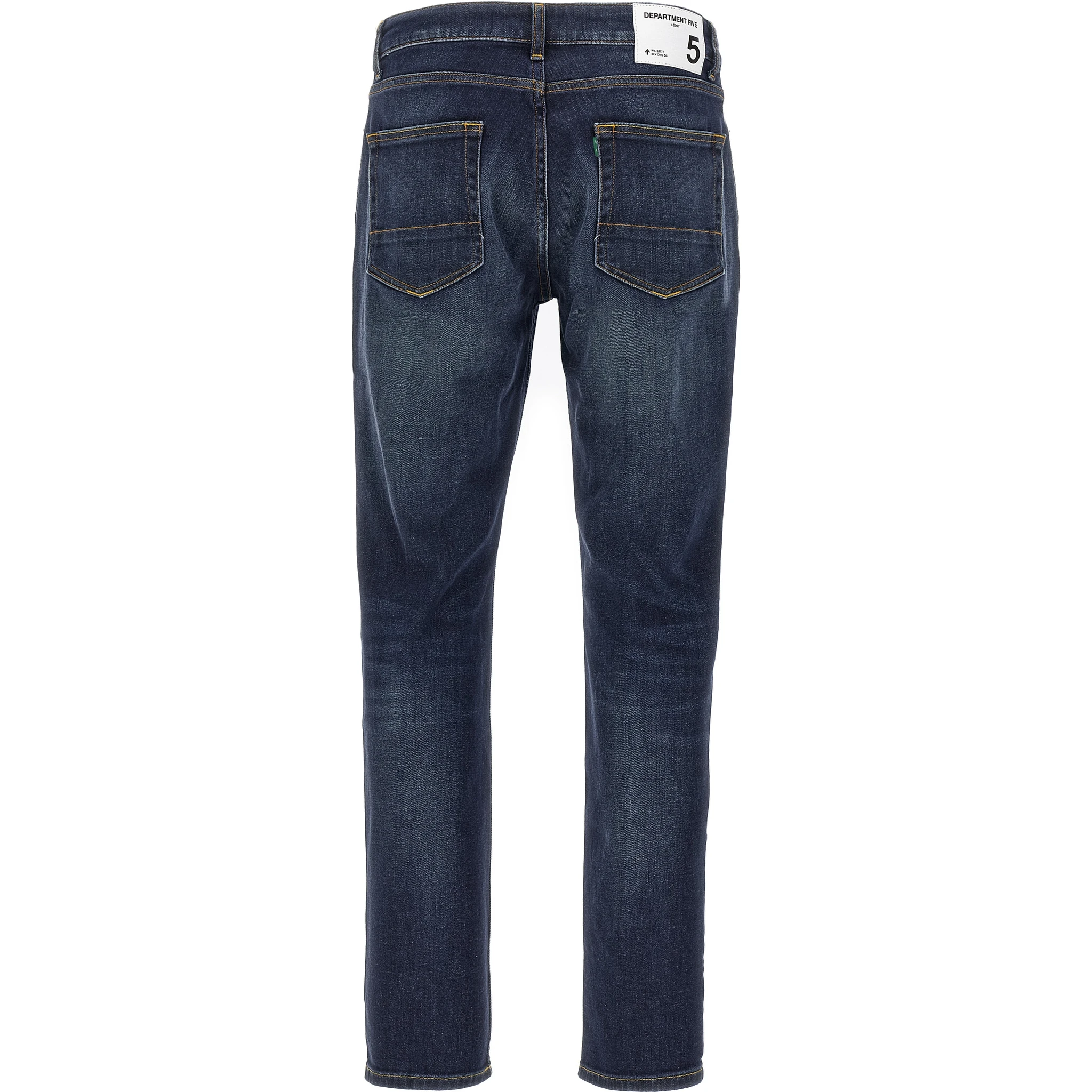 Blue Cotton Straight-Leg Jeans