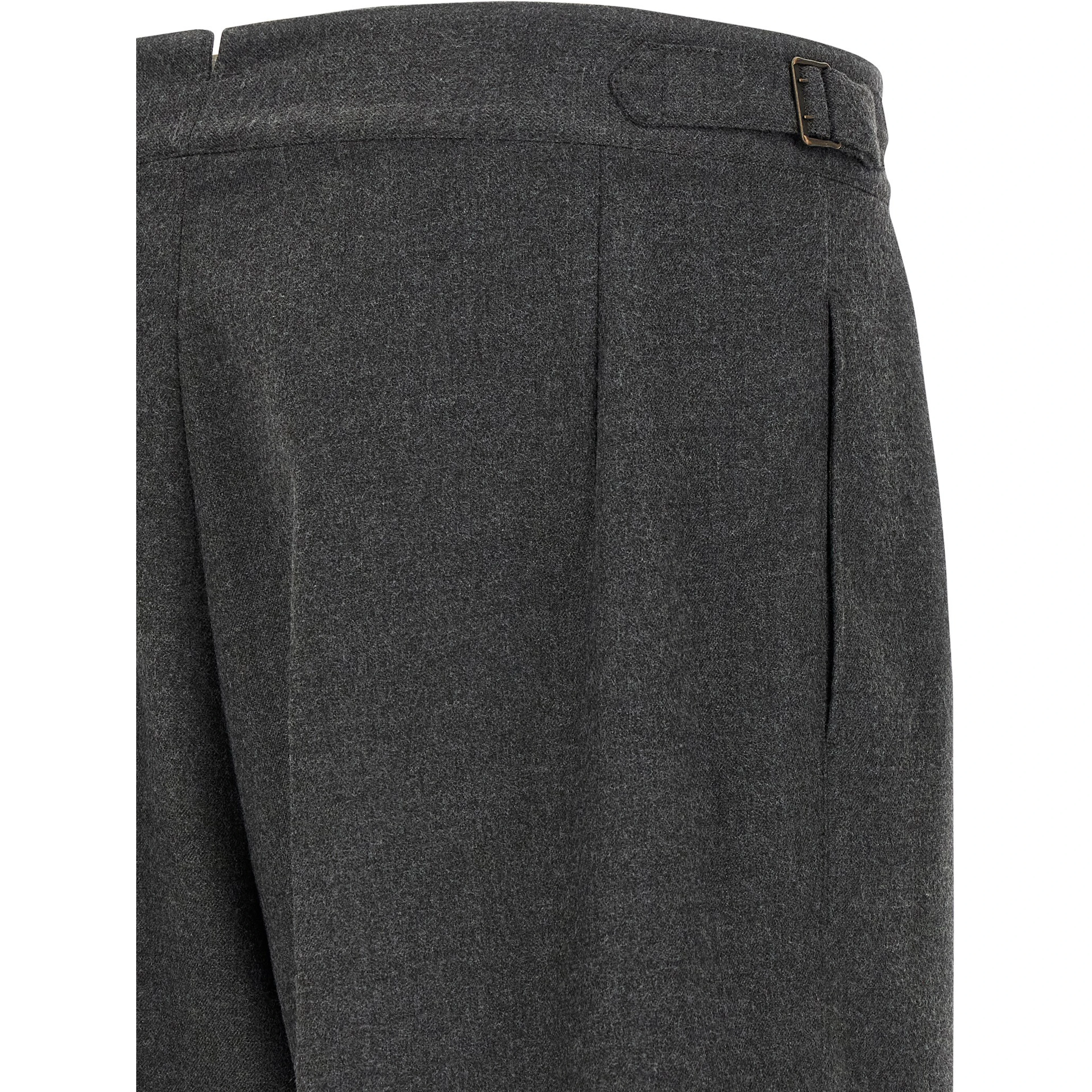 Gray Polyester Casual Pants