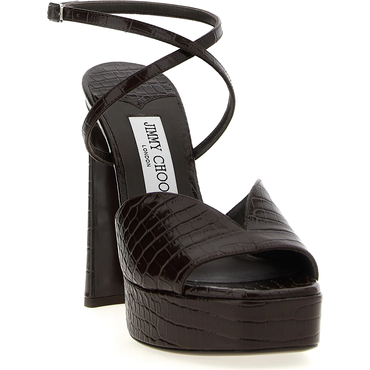 Brown Leather Stiletto Heel Sandals