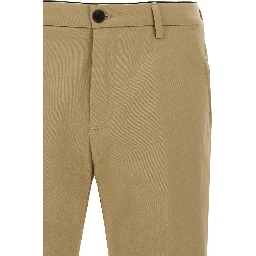 Beige Cotton Cropped Pants