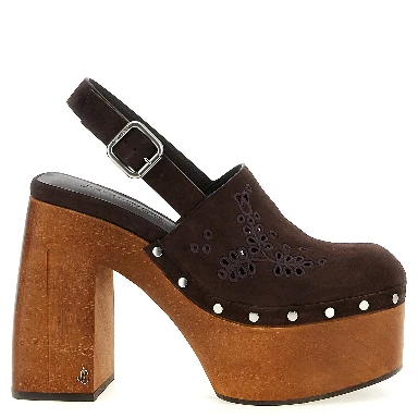 Brown Leather High Heel Pumps