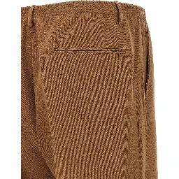 Brown Polyester Casual Pants