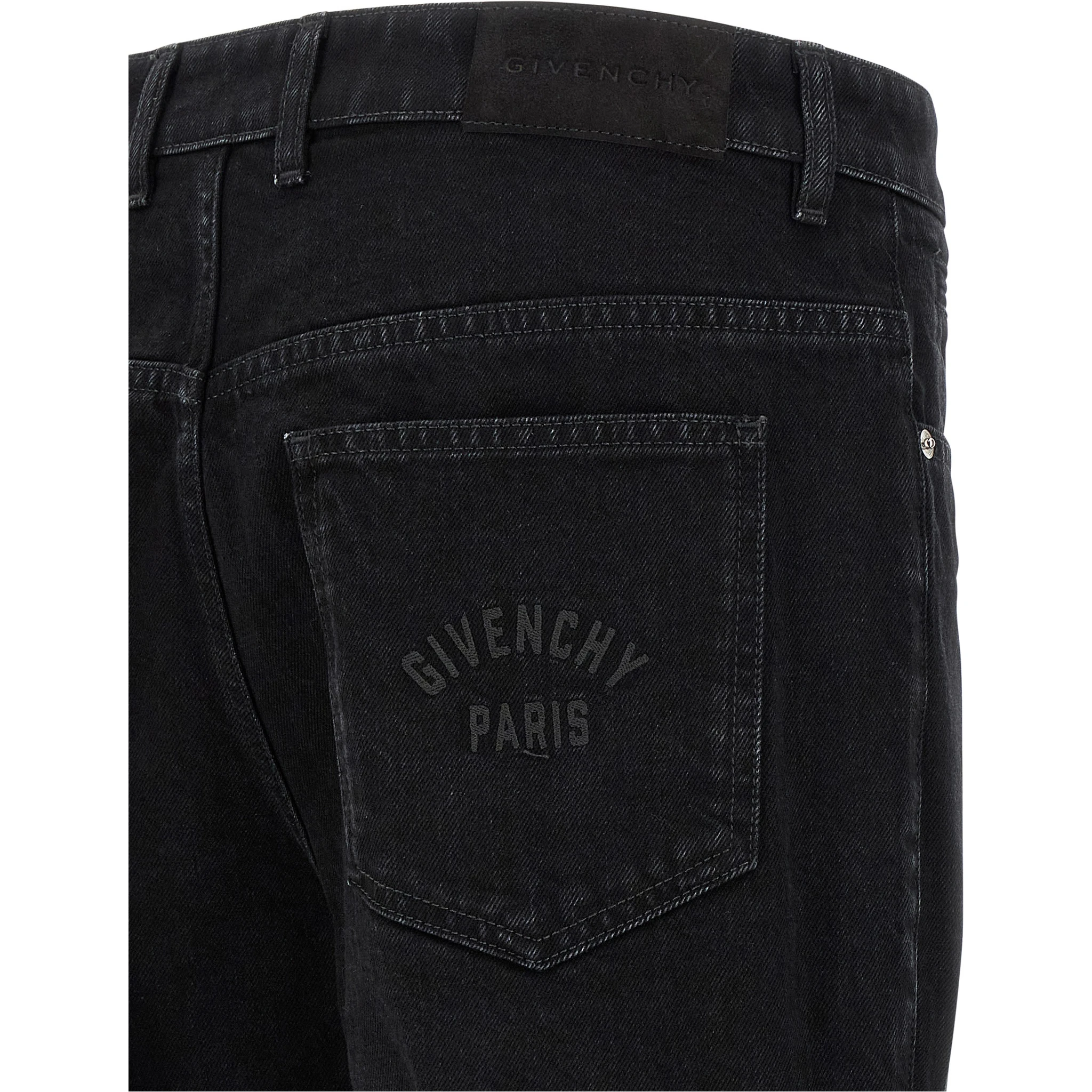 Black Cotton Straight-Leg Jeans