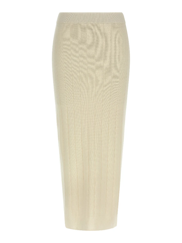 White Cashmere Midi Skirt