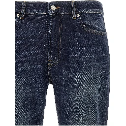 Blue Cotton Straight-Leg Jeans