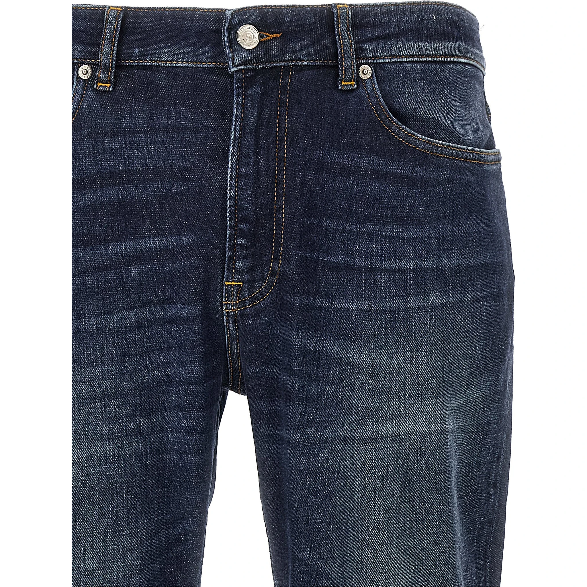 Blue Cotton Straight-Leg Jeans