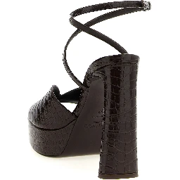 Brown Leather Stiletto Heel Sandals