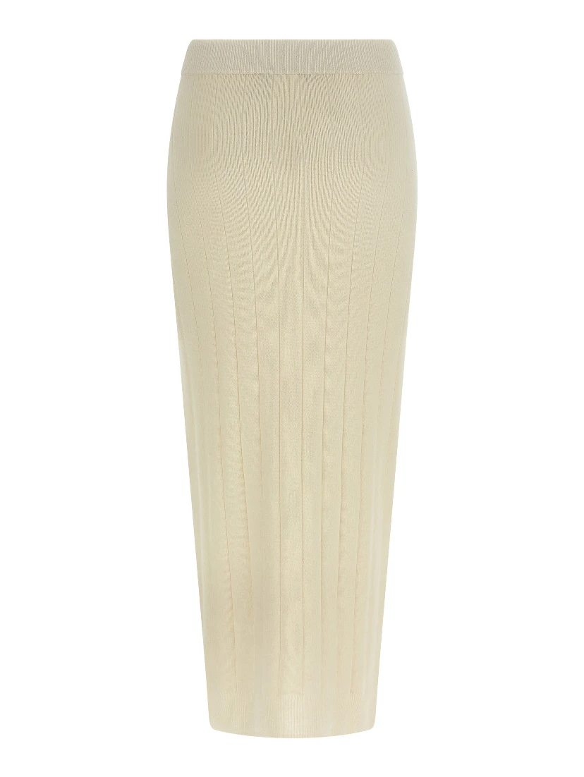 White Cashmere Midi Skirt