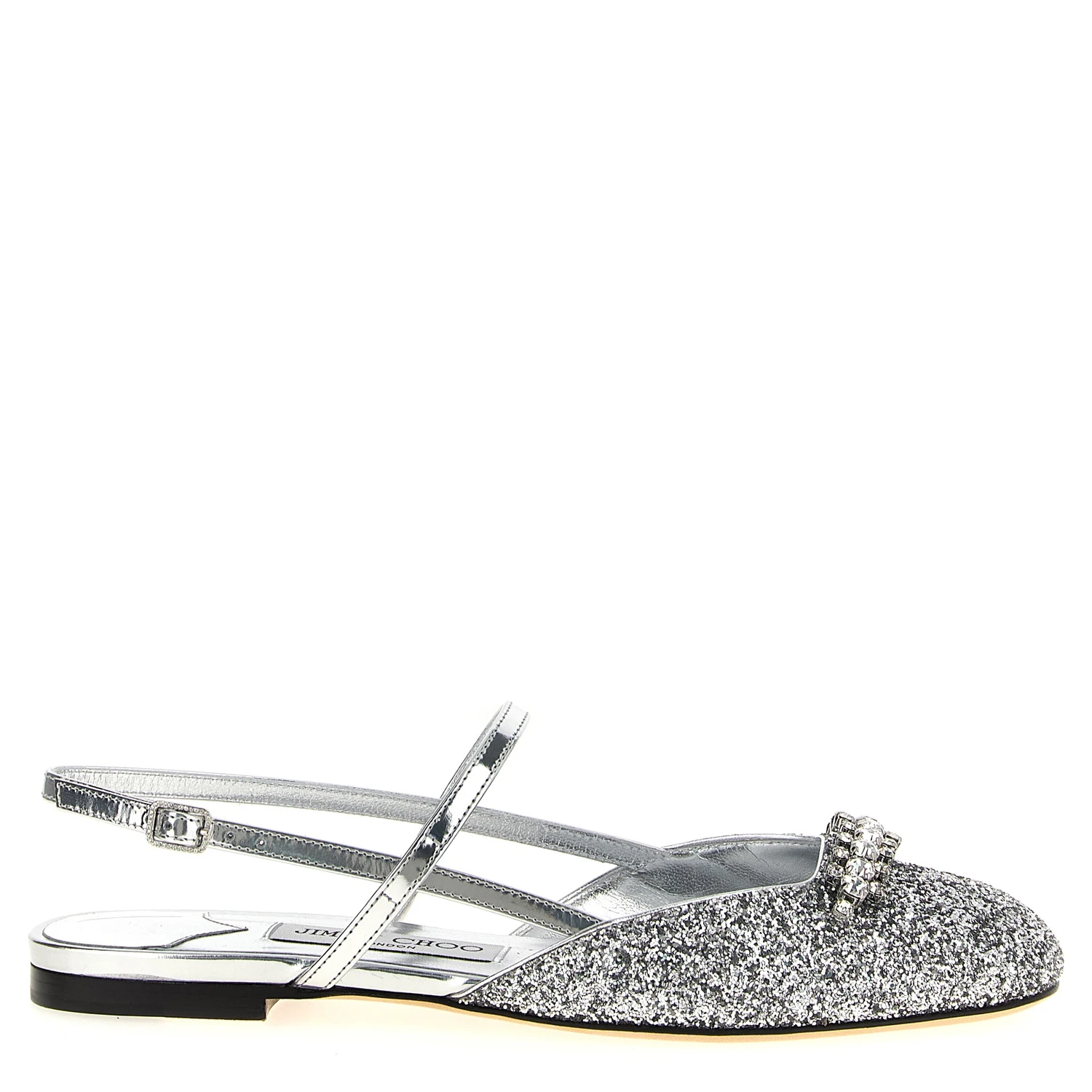 Silver Tencel Ballet Flats