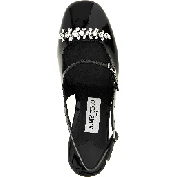 Black Leather Mid Heel Pumps