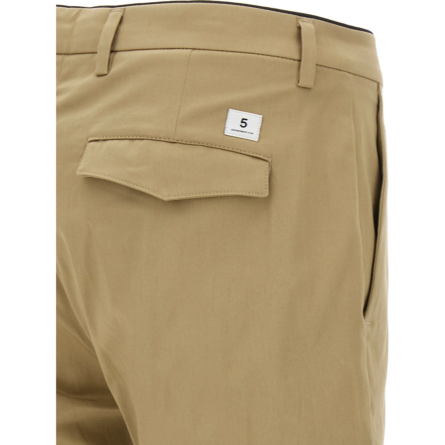 Beige Cotton Cropped Pants