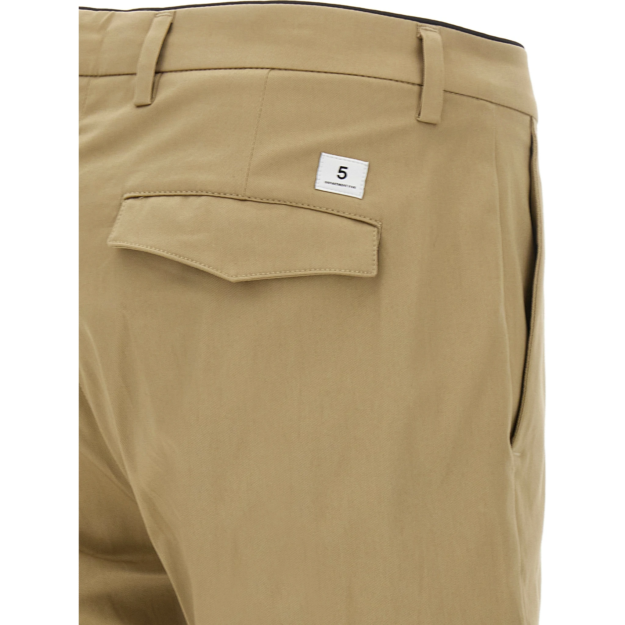 Beige Cotton Cropped Pants