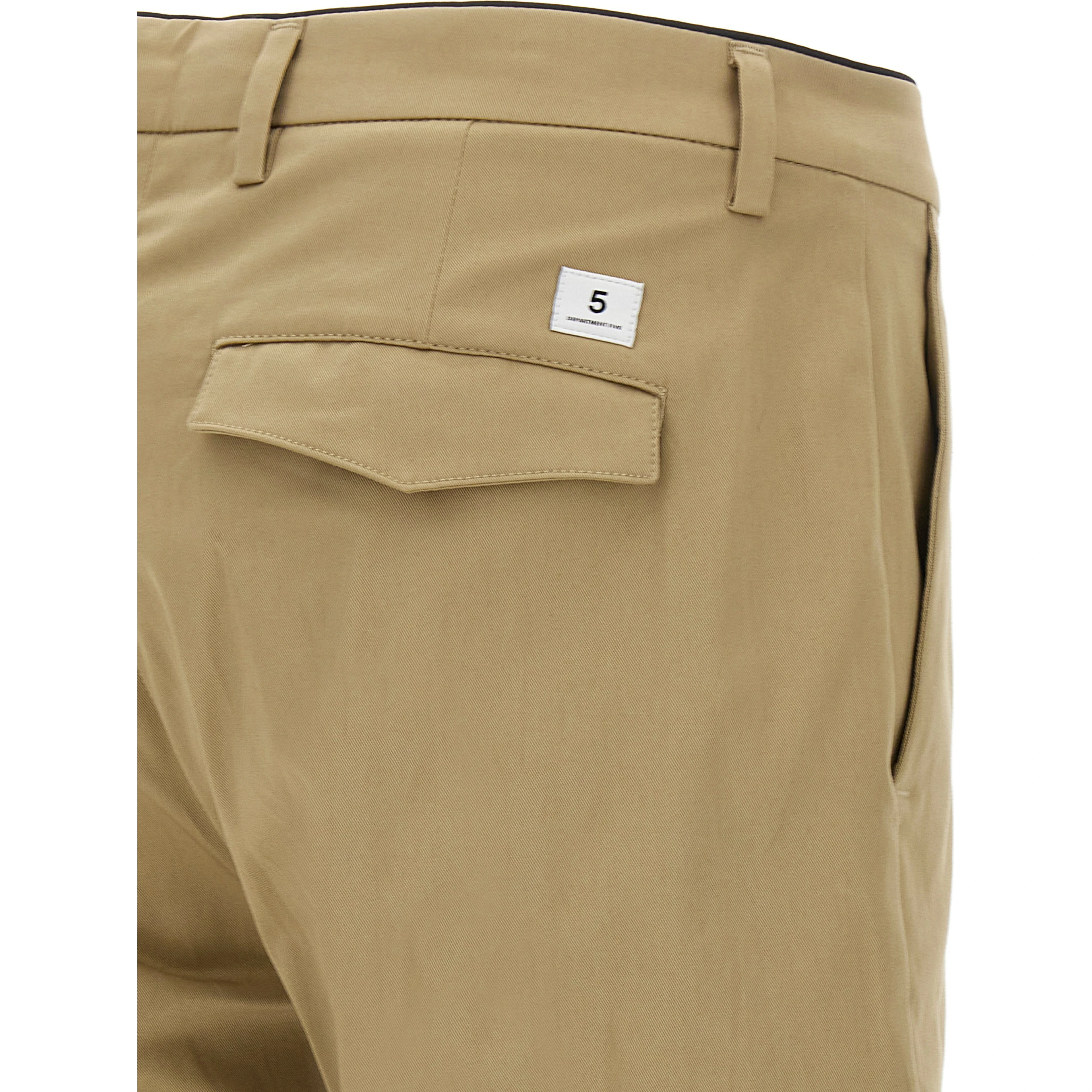 Beige Cotton Cropped Pants