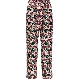 Purple Silk Casual Pants