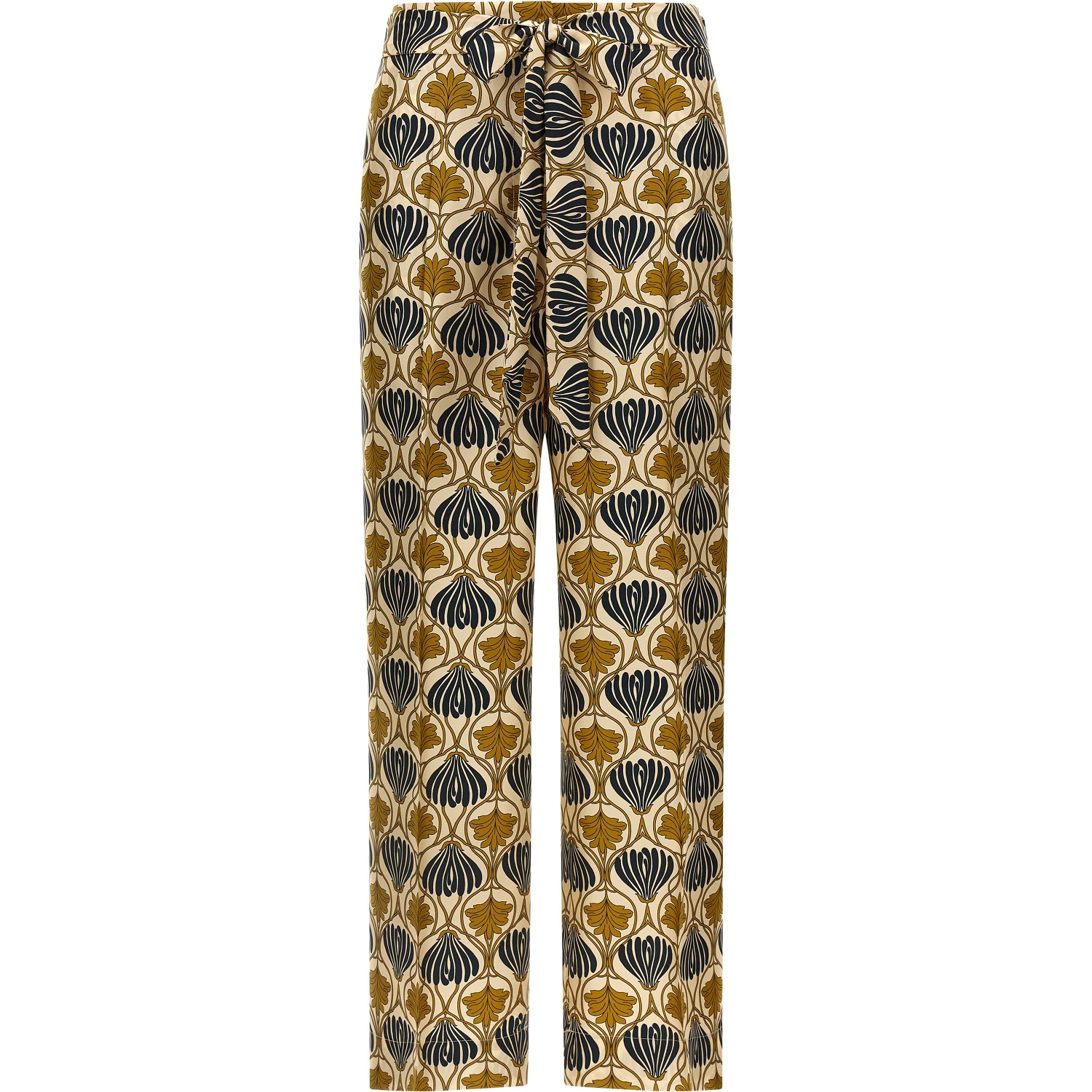 Bicolor Silk Casual Pants