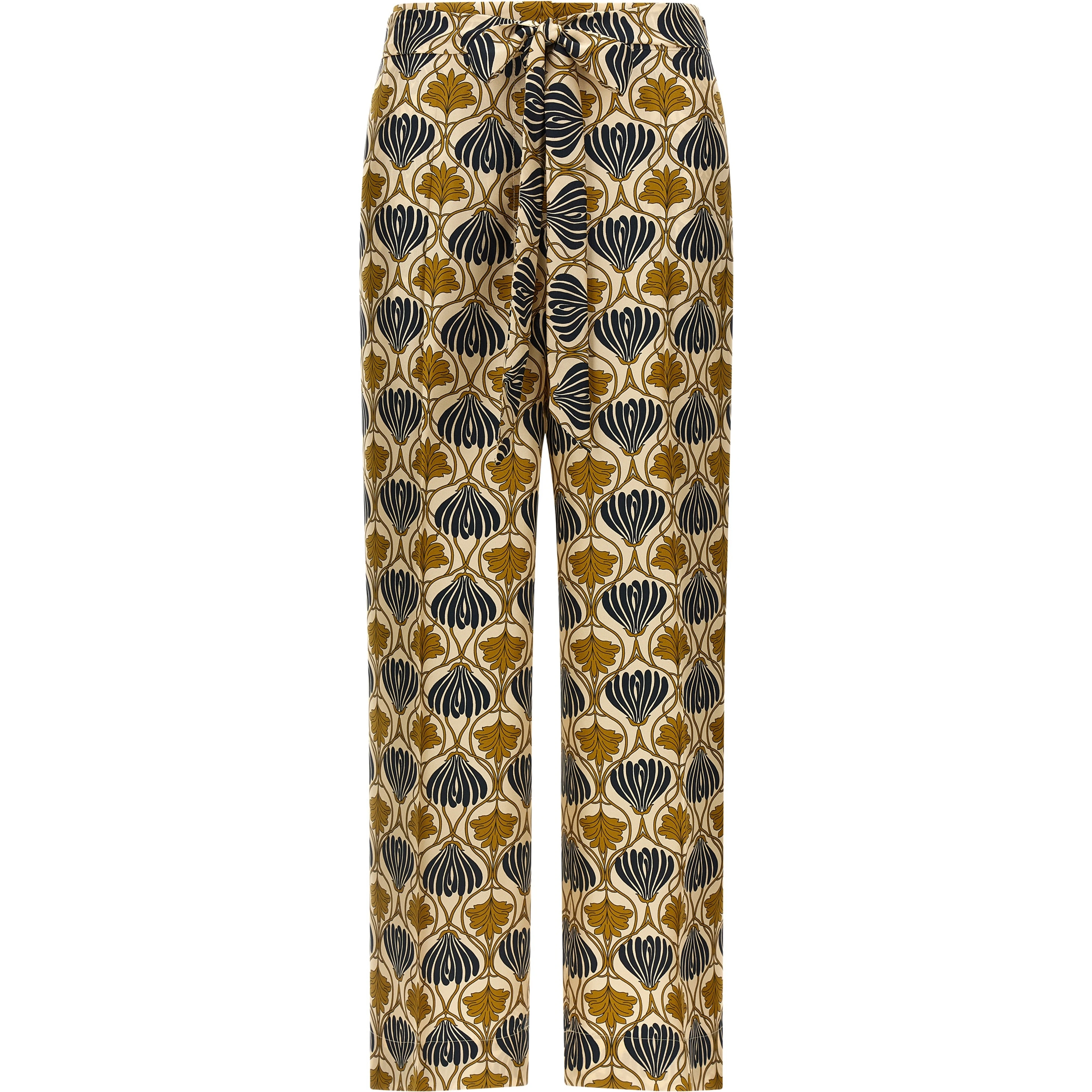 Bicolor Silk Casual Pants