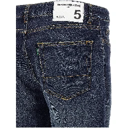 Blue Cotton Straight-Leg Jeans